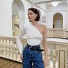 Letné sexi tielka na jedno rameno bez chrbtovej časti Ženy s dlhým rukávom Úzke body s vysokým pásom Club Party Streetwear