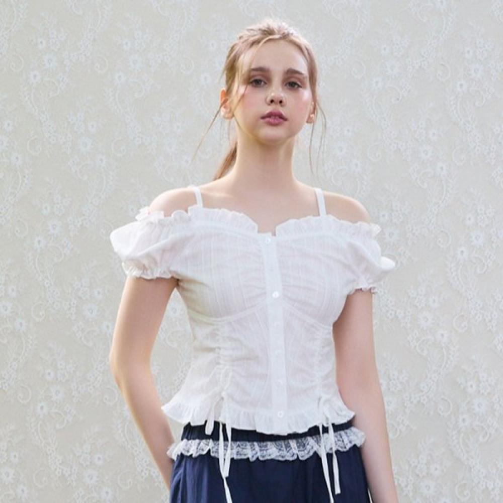 EGOIST Off Shoulder String Blouse Blue Es2obl04