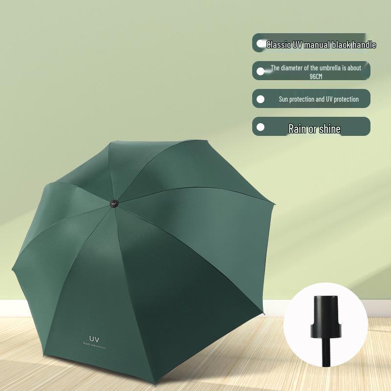 Compact Women's Five-Fold Sunshade Umbrella - Black Glue, UV Protection, for Sunny and Rainy Days, Customizable for Advertising