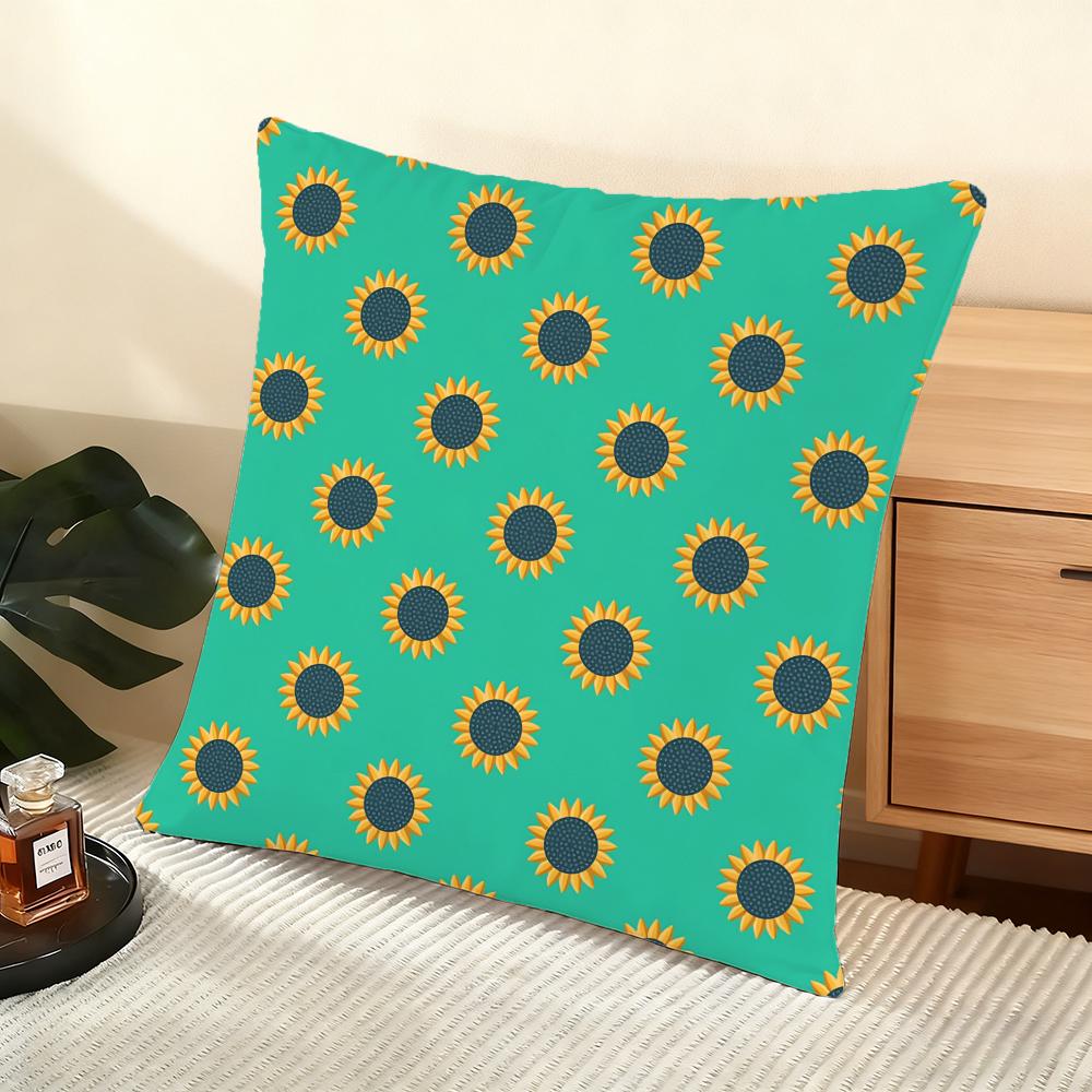 Sunflower Pattern Cushion Cover Soft Short Plush Pillow Cover Smooth Cozy Texture Aesthetic Cushion Case Home Decor