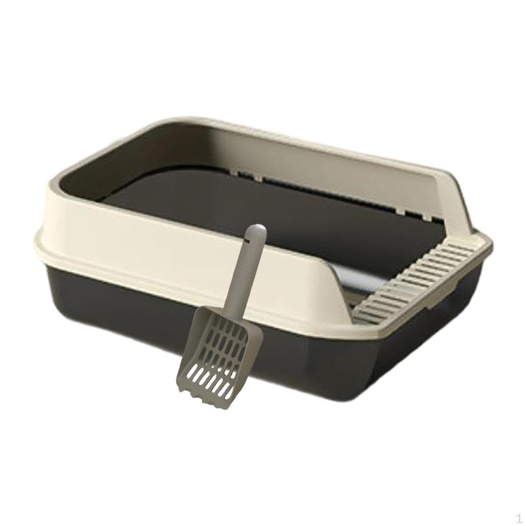 Cat Litter Box Open Top Kitten Potty Toilet High Sided Tray Green