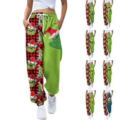 Damenmode, Sport, Weihnachten, bedruckt, Kordelzug, Tasche, lässige Jogginghose