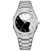 High-End Men's Quartz Watch with Large Dial and Steel Band, featuring Arabic Numerals.
