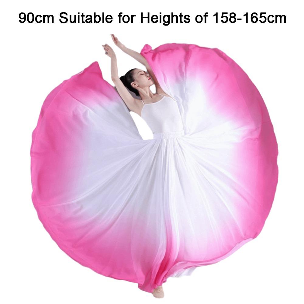 Gradient Color Dance Training Skirt Flowing Chiffon 720 Degree Classical Dance Skirt Big Swing Long Maxi Ballet Skirt