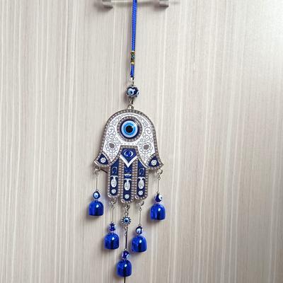 Wall Decoration Fatima Hand Wind Chimes Good Lucky Hamsa Hand Blue Evil Eyes Pendant Hanging Ornaments Small Bell