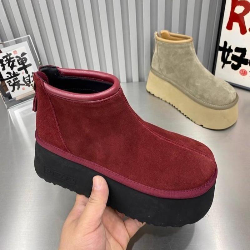 Women's fashion thick sole lightweight winter warm snow boots plush lining non-slip wear casual outdoor sports furry mouth cotton boots