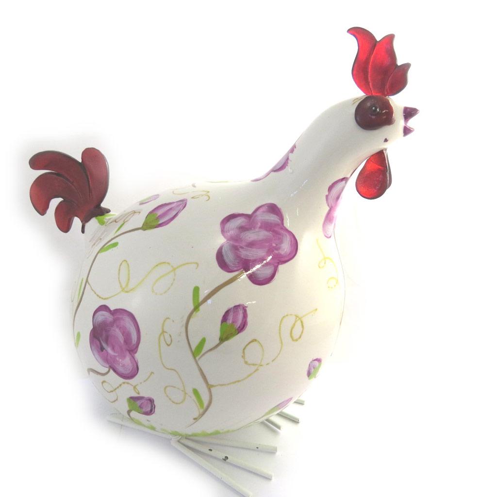 Les Trésors De Lily [M9051] – Figur „Coq Cocorico“ aus violettem Elfenbein – 30 cm
