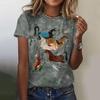 New Vintage Women Summer Cartoon Horse Print T-Shirt Oversized Women's Trending Clothing Fashion Short Sleeve Shirt Crew Top
