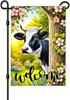 1PC 12x18 Inch Welcome Garden Ag with Black and White Cow Peeking from Tree with Pink Blossoms Spring Farm Scene for Outdo EEL