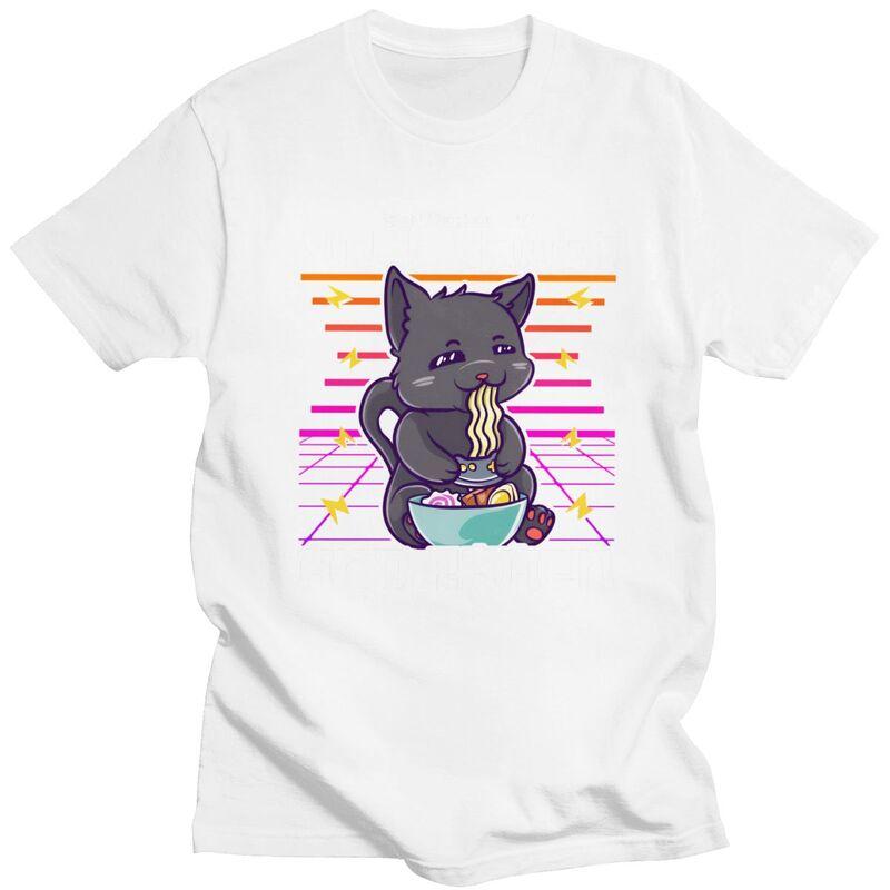 Powered By Video Games Ramen Anime Cat T Shirts Men 100 Cotton Tees Fathers Day Gift Tshirts ShortSleeve Tshirt Clothes