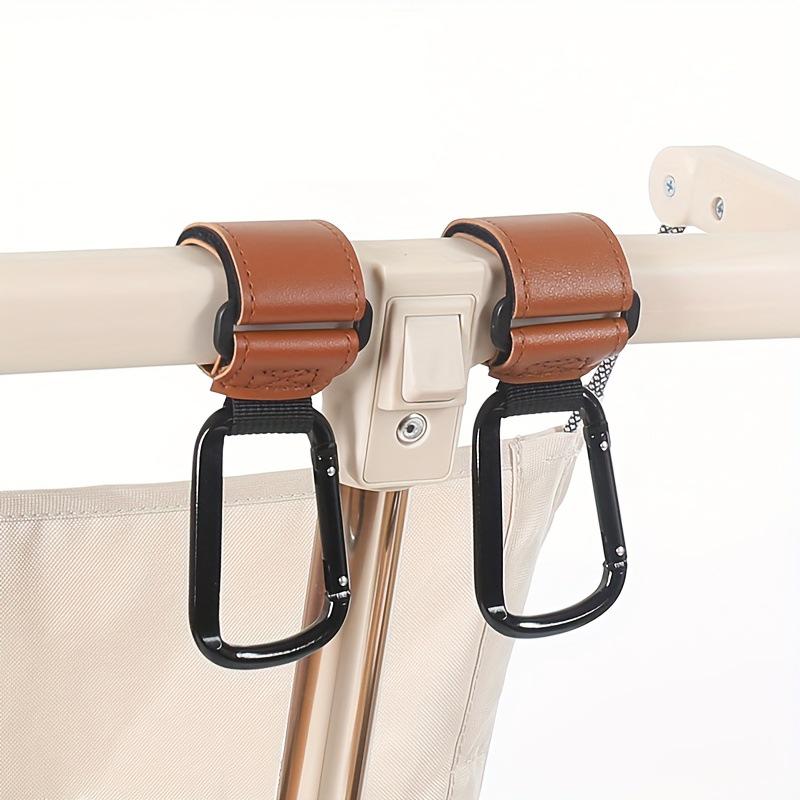 Universal Multifunctional Leather Stroller Hook with Magic Sticker - Fits Baby Strollers, Bicycles, and Electric Cars