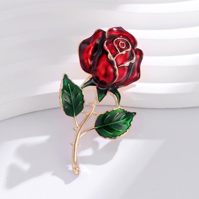 Lightweight Zinc Alloy 3D Enamel Rose Brooch Lapel Pin for Comfortable Effortless Daily Wear as Versatile Accessory