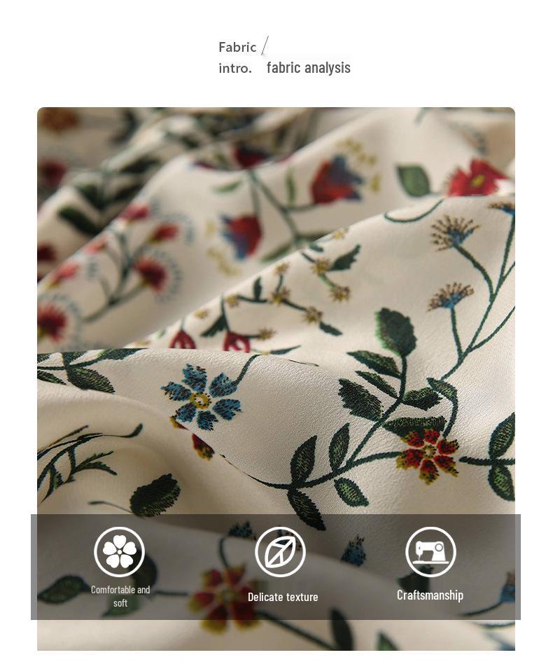 Luxurious Mulberry Silk Floral Dress - 2025 Summer Spring Mid-Length Women's Fashion