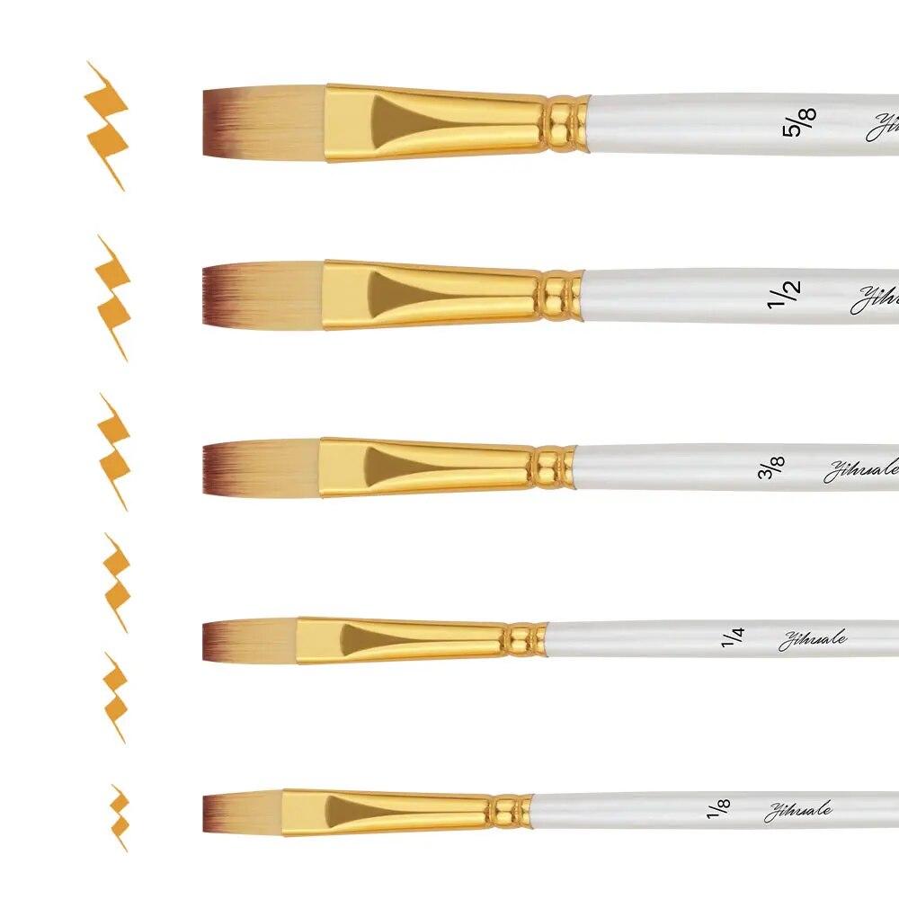 5 Pcs Set Nylon Hair Short Rod Painting Brush Artist Paint Art Drawing for Watercolor Oil Gouache 4 Specifications Available