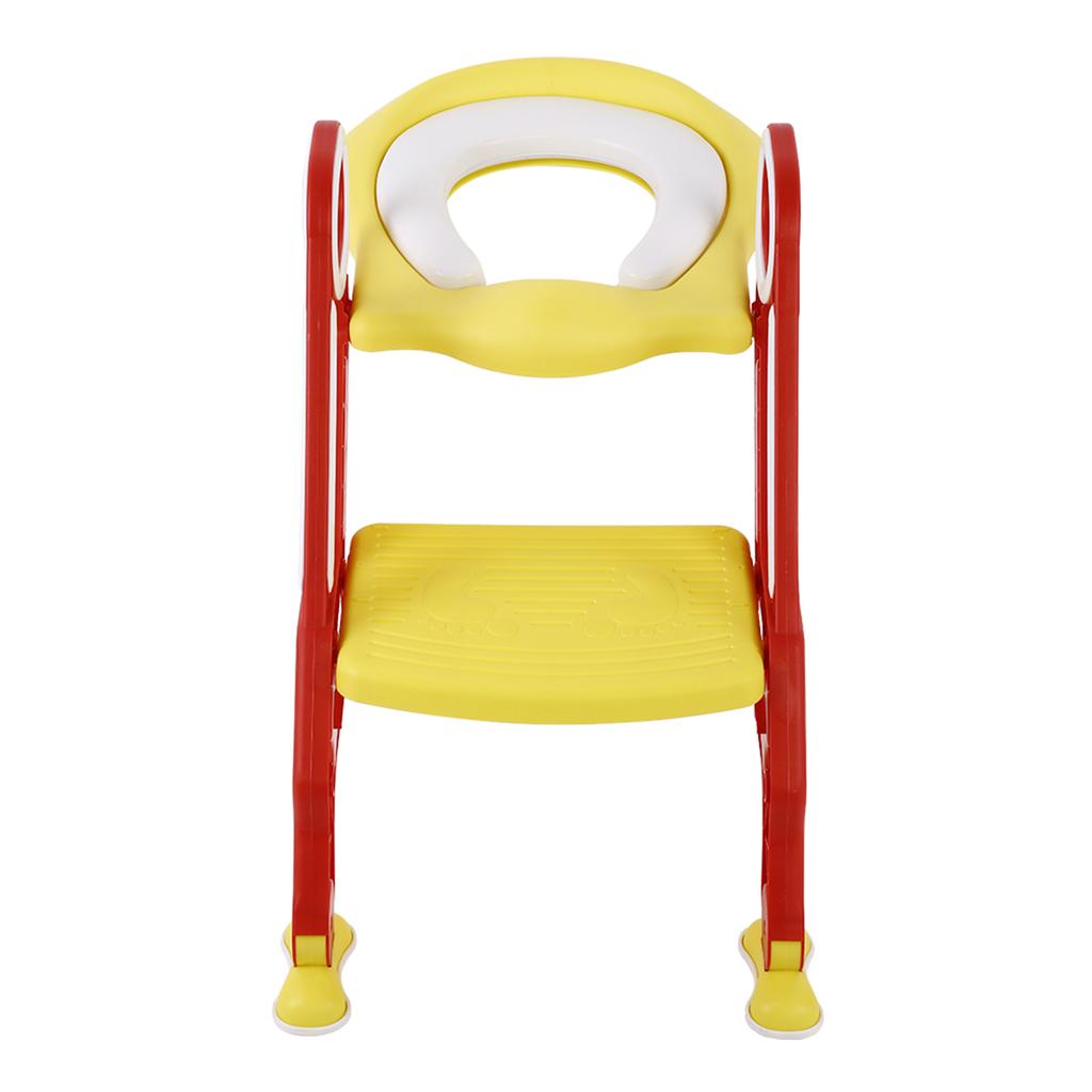 Baby Toddler Soft Toilet Chair Ladder Adjustable Safety Potty Training Seat (Red   Yellow)