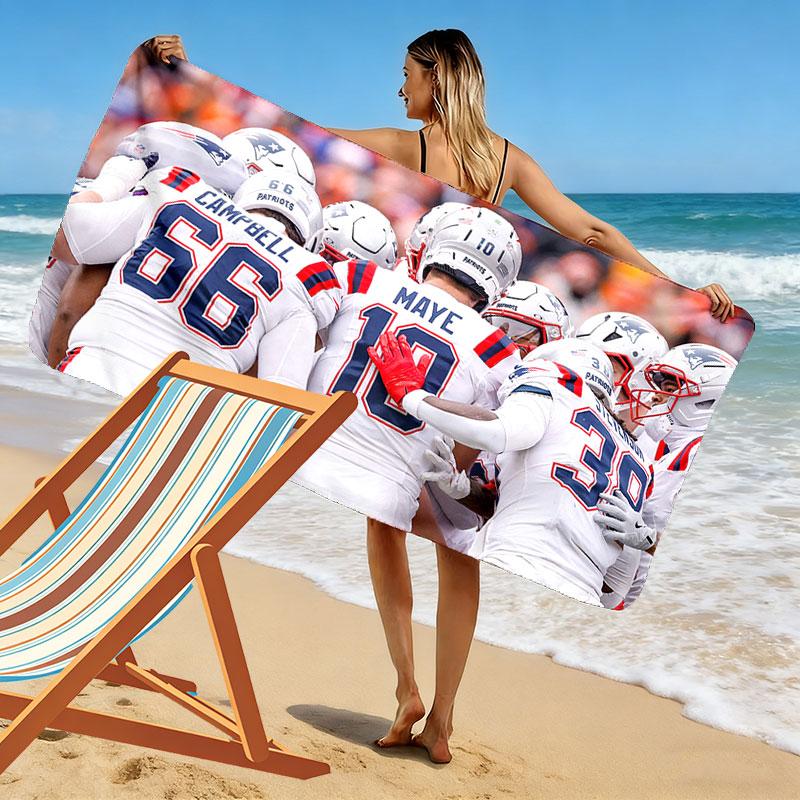 New England Patriots Players Print Beach Towel, Large Soft Quick Dry Towel for Beach Camping Swimming