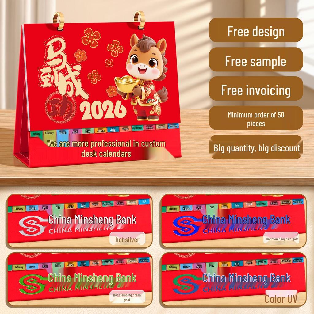 2026 Rok koně Vlastní stolní poznámkový kalendář - Kreativní firemní dárek
