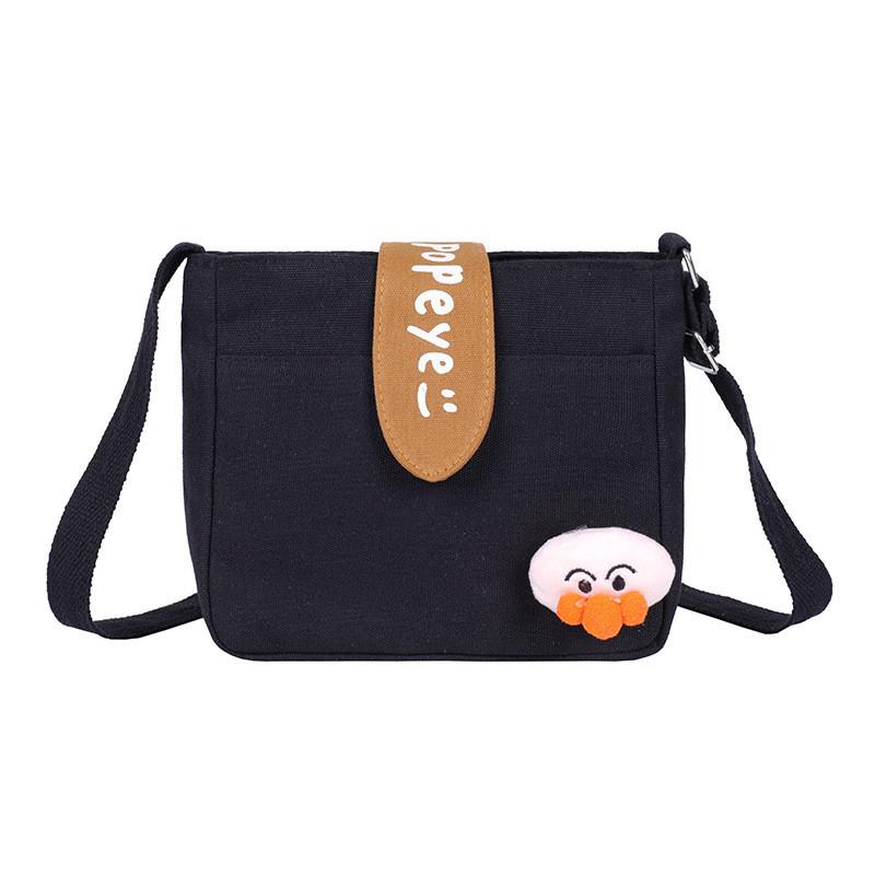 Rabbit Duck Dinosaur Plush Decorations Canvas Shoulder Bag For Women With Zipper Closure For Daily Use And Street Style