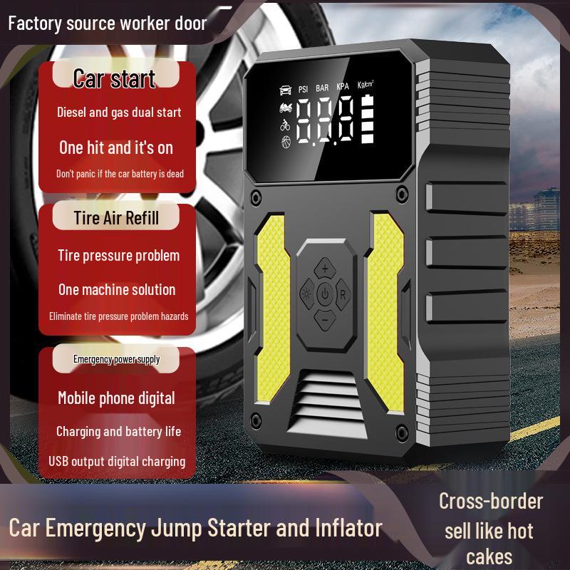 Portable Mini Air Pump & Car Emergency Jump Starter Power Bank