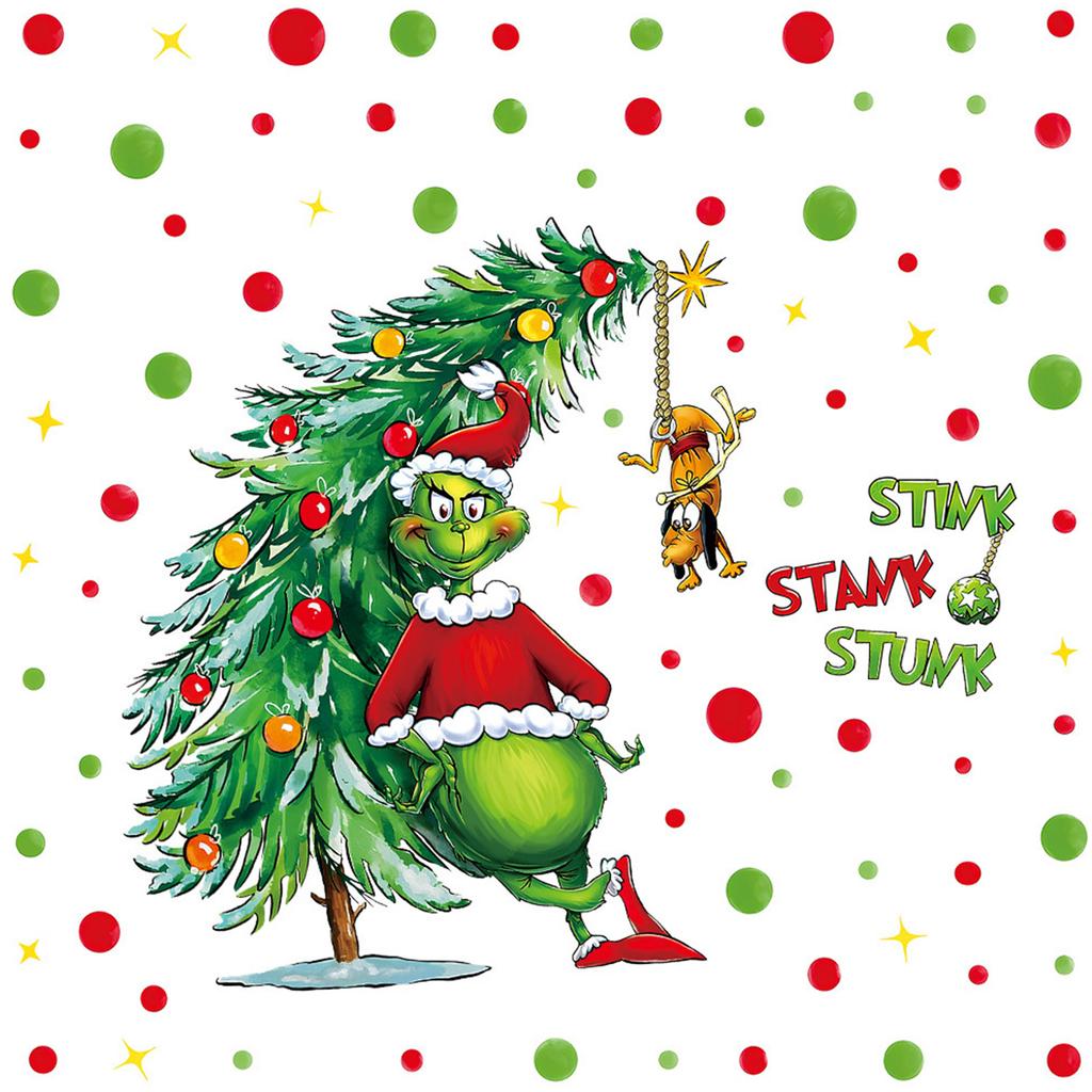 Christmas GrinchWall & Window Stickers! Cartoon GreenMonster Decor For Festive Fun, Perfect For Holiday Home Makeover.