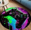 Colorful Cartoon Style Circular Carpet with Game Controller Patterns Suitable for Holiday Themed Carpets