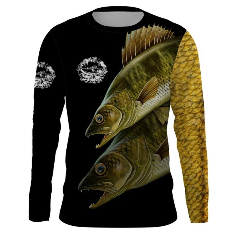 Men's Long Sleeve T-shirt 3d Fishing Print Graphic T Shirts Men Women Fashion Tops Tees Men's Clothing Outdoors Sportwear Tops