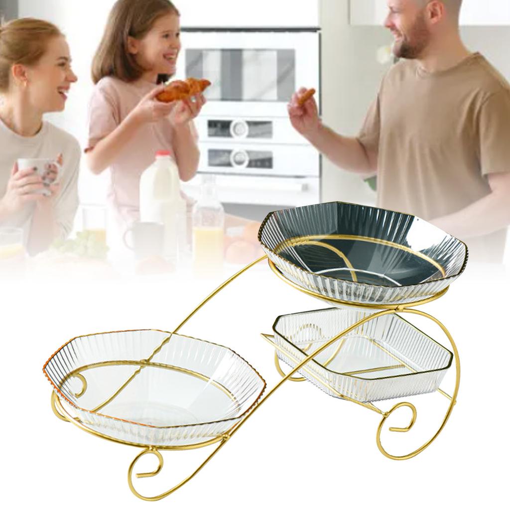 3-stöckiger Obstständer Leichter Luxus Transparent Wohnzimmertisch Obstteller Haushalt Trockenobstschale Weiß