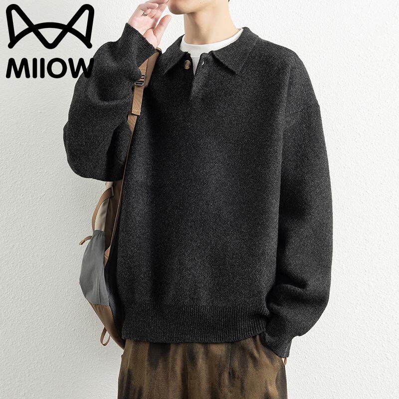 MiiOW Men's Polo Collar Knit Sweater