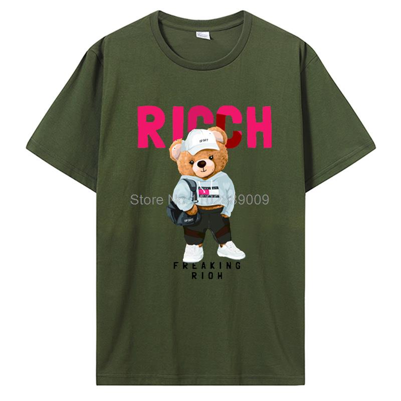 Teddy Bear Playing Badminton Tshirt Exercise Clothing T-shirt Graphics Kawaii Men Women Short Sleeve Printed T Shirt Top Tees