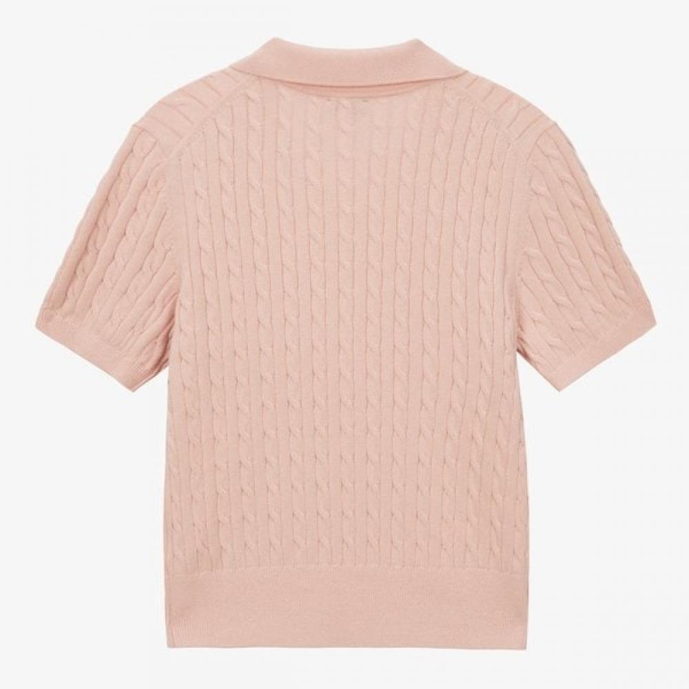 The North Face Women S Cable Short Sleeve Polo Sweater Soft Pink nt7aS30c