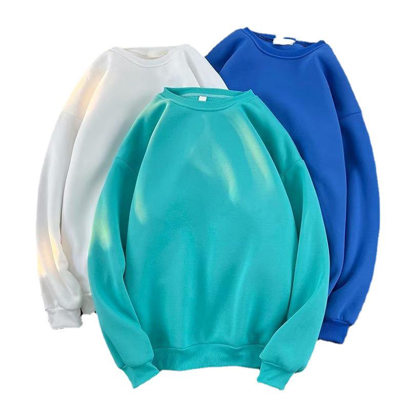 Men's Trendy Solid Color Round Neck Pullover Sweatshirt for Autumn/Winter