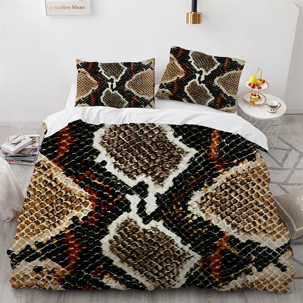 Animals Skin Texture Duvet Cover Set Tiger Snake Leopard 3D Print King Size for Kid Boy Bedding Set Polyester Comforter Cover
