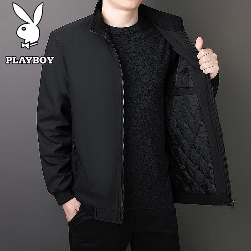 PLAYBOY Men's Autumn Winter Windproof Stand-Collar Jacket