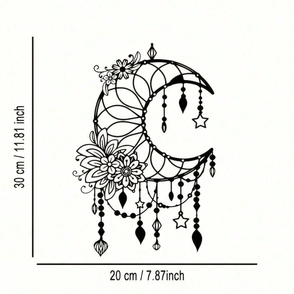 Gothic Celestial Moon Wall Art, Laser-Cut Iron Decor for Boho Home & Gifts