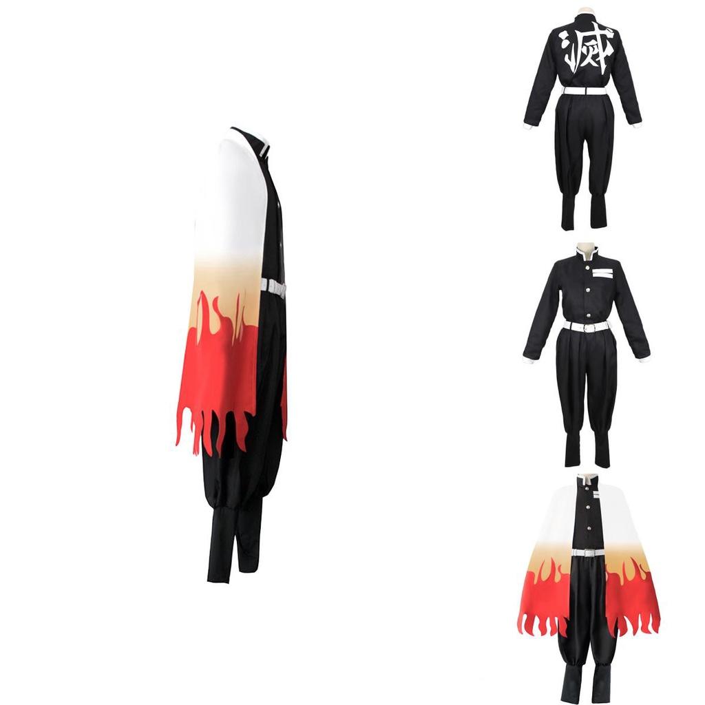 Breathable Demon Slayer Kimetsu No Yaiba Rengoku Kyoujurou Cosplay Costume Kimono Robe Suit Featuring Perfect Stitches And Fashionable Design