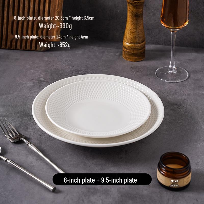 White Western-Style Deep Plate for Salad, Fish, and Steak