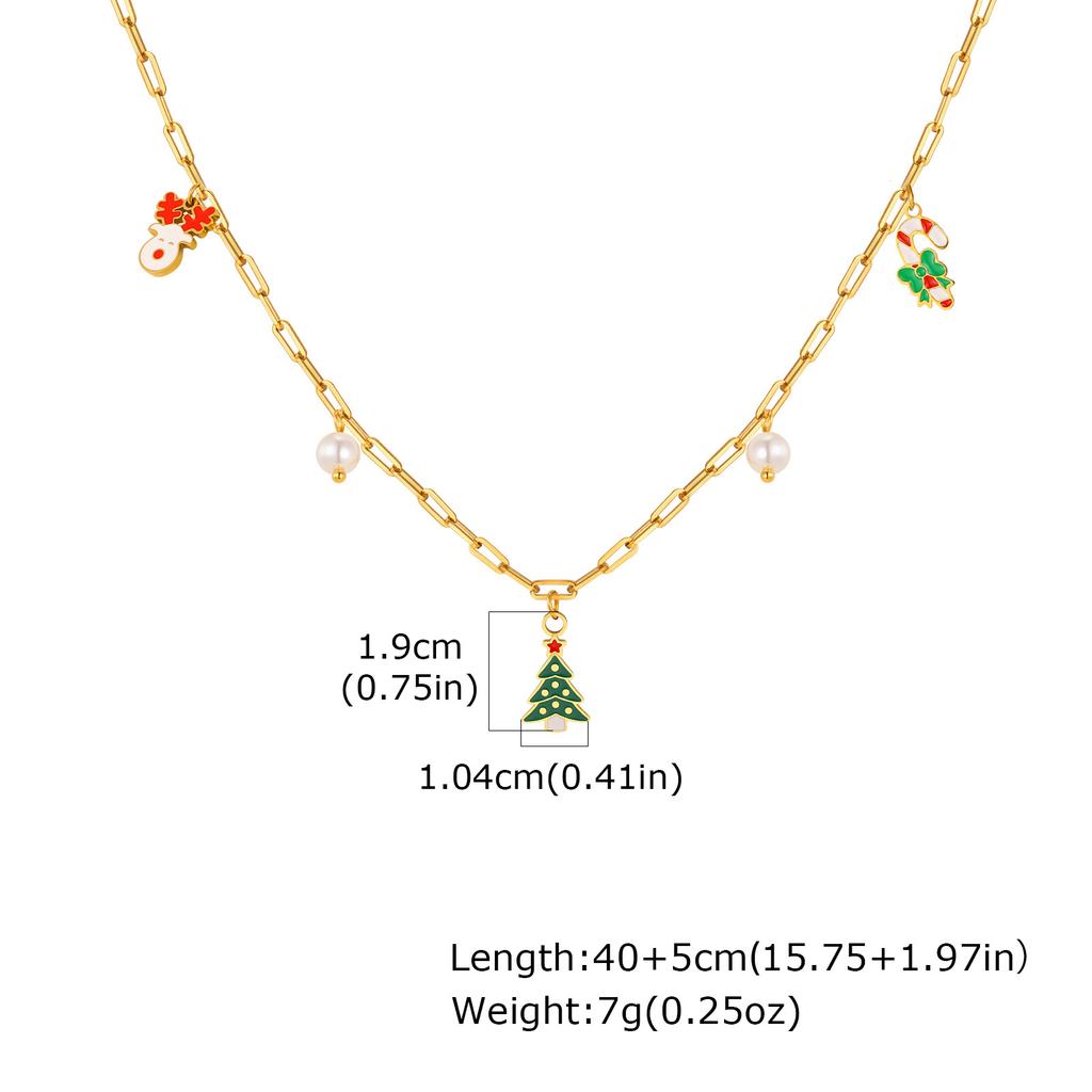 Christmas Necklace Party Holiday Gift Versatile Santa Claus Elk Snowman Stainless Steel Jewelry Women