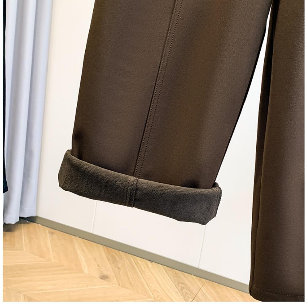 DIMANAF 2025 Autumn Winter Women Plus Size Pants Bottoms Thick Flocking Casual Lady Long Pants Oversized Loose