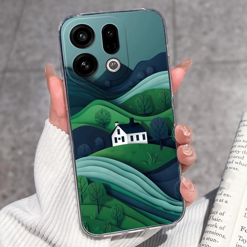 For Oppo Find X9 X8 X7 X5 Pro X2 Lite Reno8 Pro Pro+ Phone Case Black Cat Wine Glass Patterns Transparent TPU Protection Covers For Oppo Bumper Casing