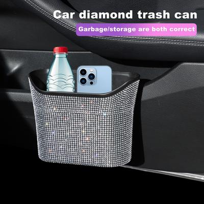 Křišťálový diamantový koš na odpadky do auta Auto Multifunkční Závěsný Auto Dveře Sedadlo Zadní Úložný box Úložný kbelík Bling Doplňky do auta