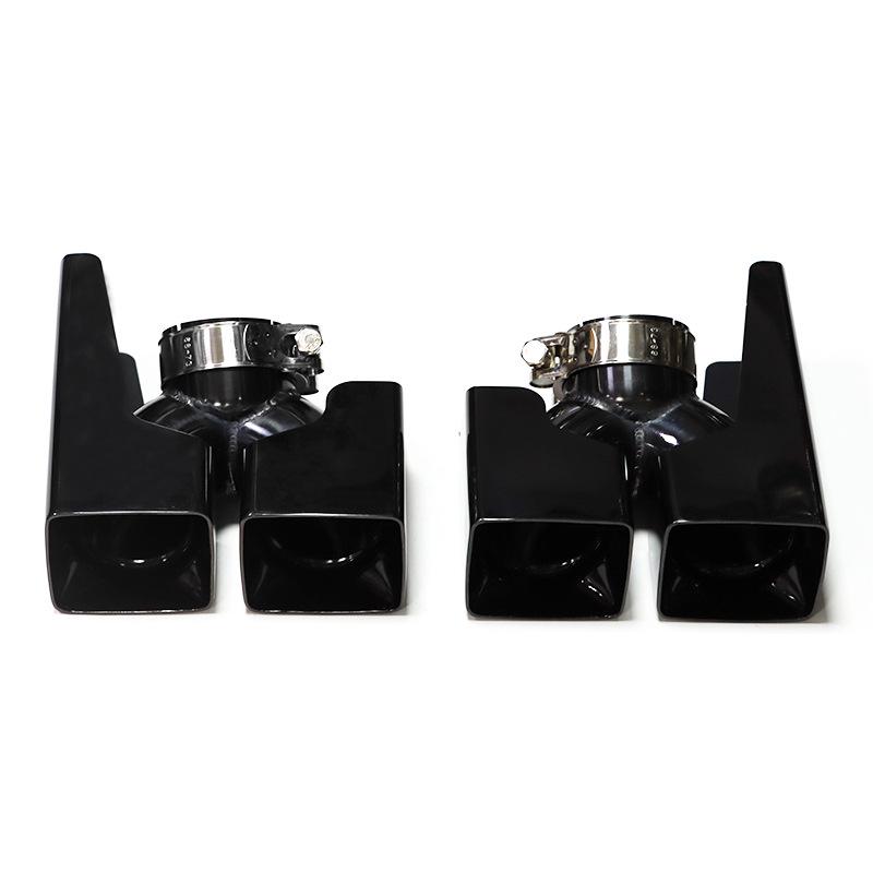 Black Stainless Steel Quad Exhaust Tips for 20-24 Land Rover Defender 90/110