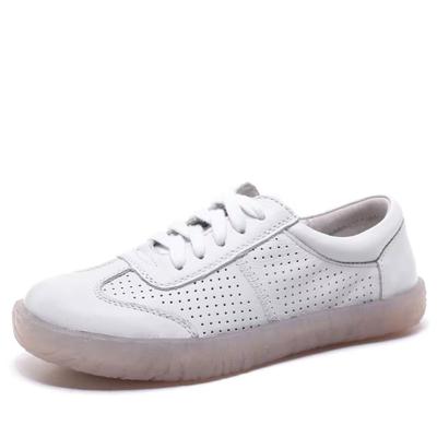 Scarpe Fatte a Mano Donna Basse Pelle Vera Scarpe Piatte Estive Traspiranti con Lacci Scarpe Casual per Donne Incinta Taglia 41