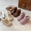 Cute Bowknot Winter New Girls' Snow Boots, Girls' Furry Boots, Girls' Fleece-Lined Warm Ankle Boots
