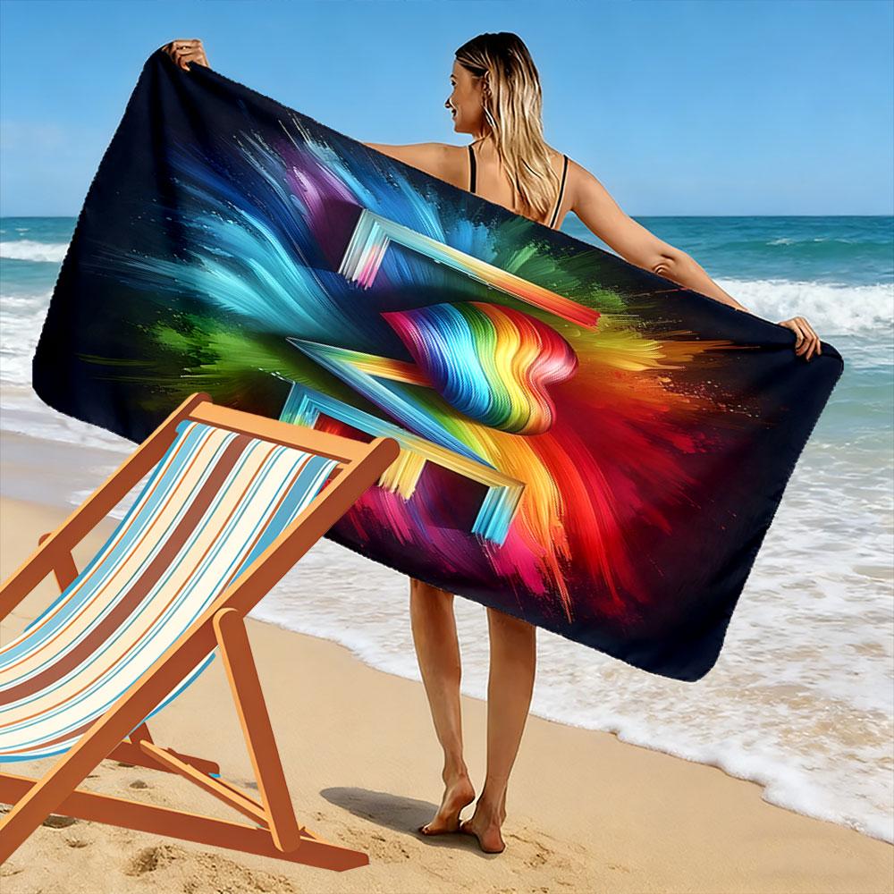 Radiant rainbow love Print beach towel, quick drying, suitable for travel, outdoor sports, jogging, the beach and swimming, gift