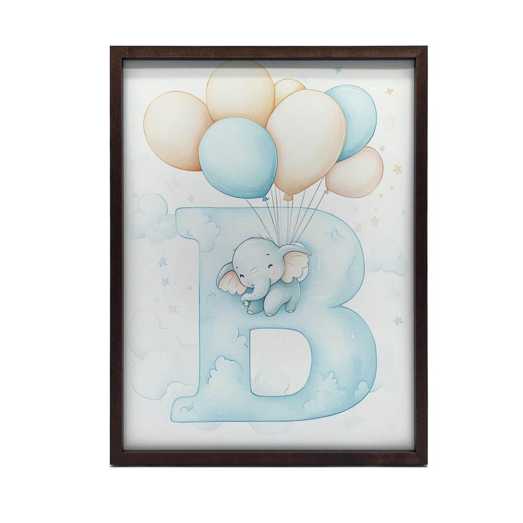 Plakat Litera B Z Balonami Plakat Litera B Z Balonami, 30X40 Cm, Rama Aluminiowa Złota, Papier Matowy 230 Gsm