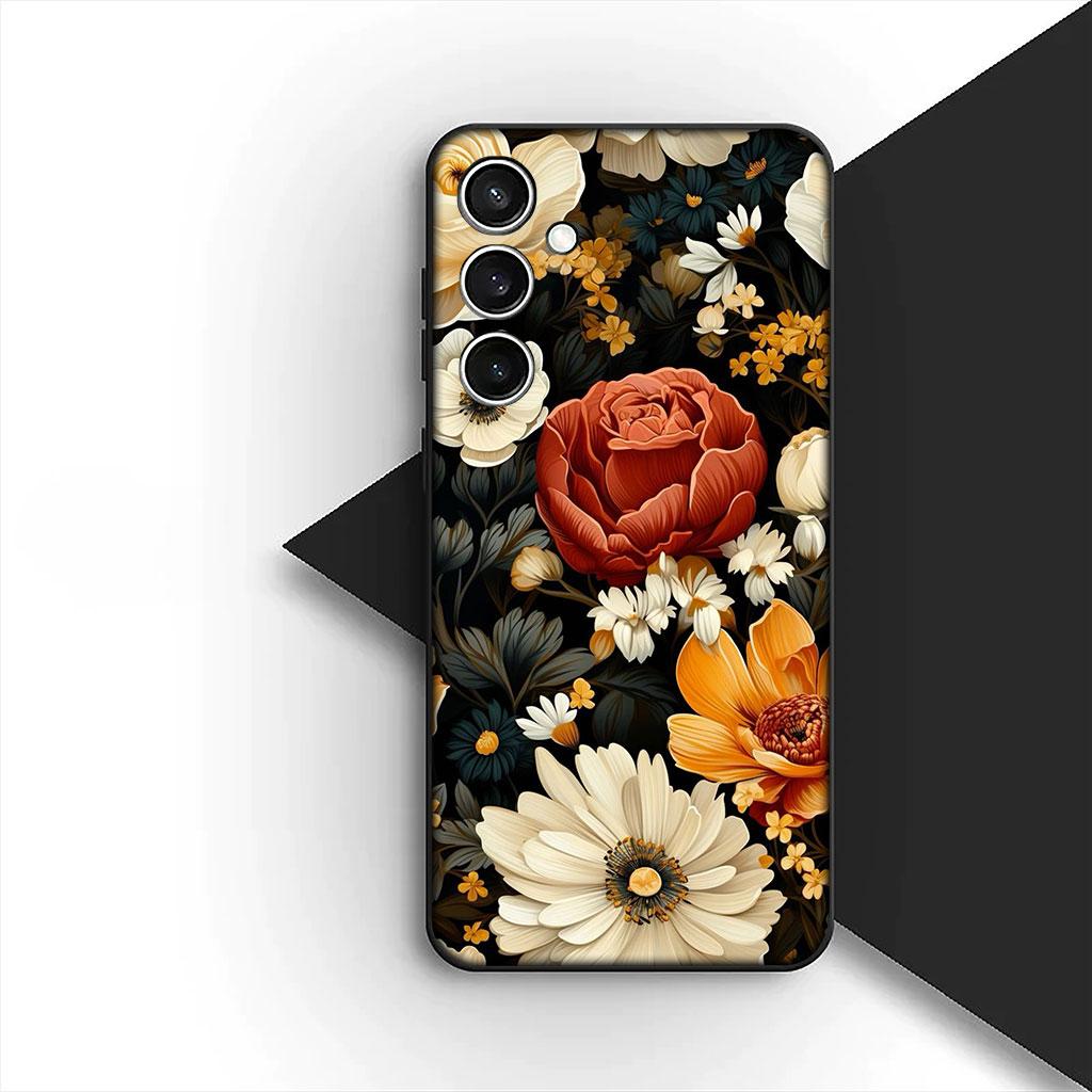Cover Red Rose Flower Elegant Bloom Pink Peony Phone Case for Samsung Galaxy S25 S24 S23 FE Ultra Plus S7 Edge S25+ S23+ A56 5G