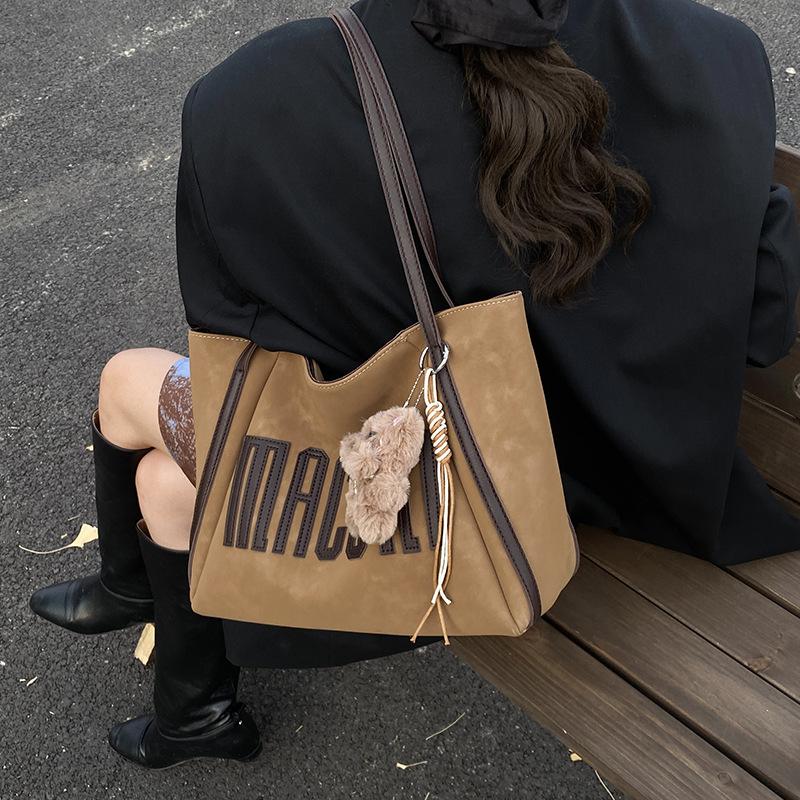 Tote bag simple college student class shoulder canvas bag large capacity casual versatile work commuter handbag women