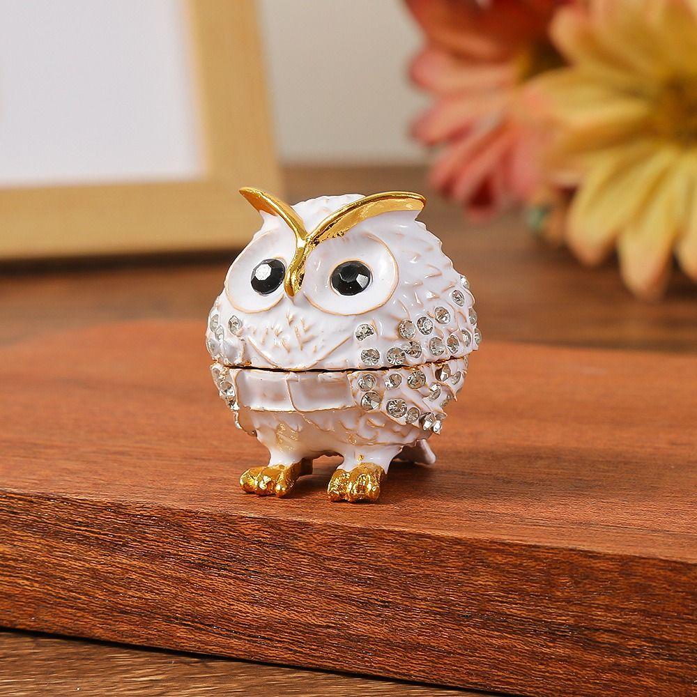 Big Eyes Enamel Jewelry Box Zinc Zinc Zinc Alloy Owl Animal Ornaments Owl Storage Box Small Valuables