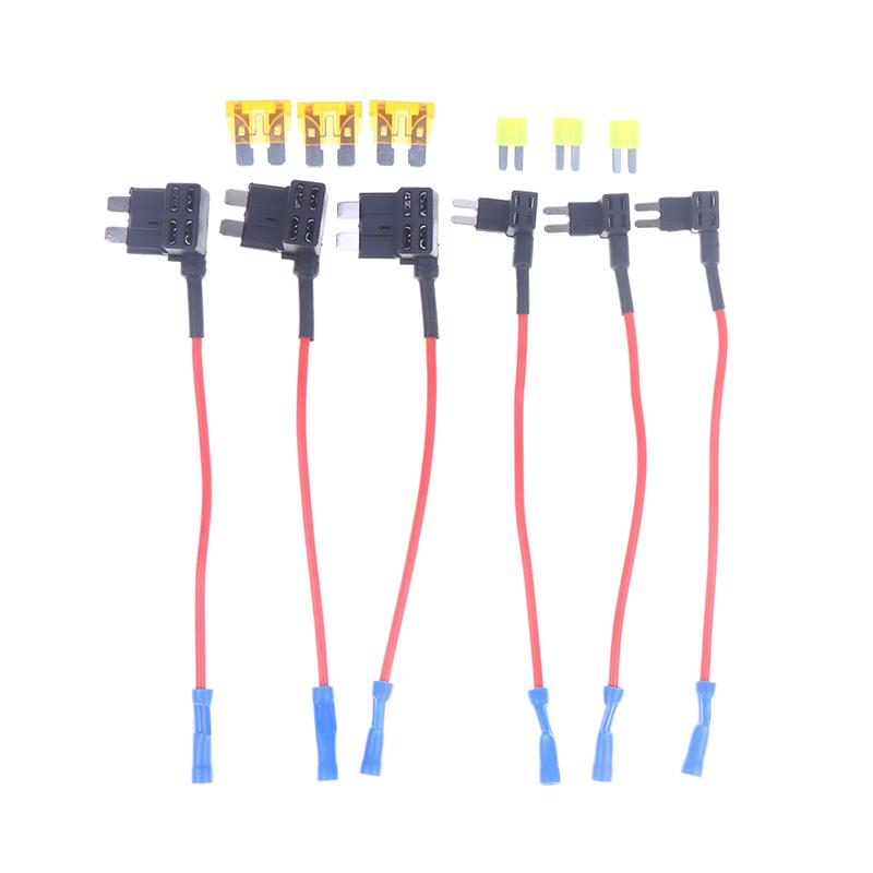 12 Stück 4 Arten von 12V Zusatzschaltkreisadaptern und Sicherungssatz - Abzweig-KFZ-Sicherungshalter mit Micro2 Mini ATC ATS Thin Abzweigadapter