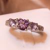 New White Zircon Engagement Promise Ring Rainbow Crystal Multicolor Birthstone Ring Vintage Silver Color Wedding Rings For Women